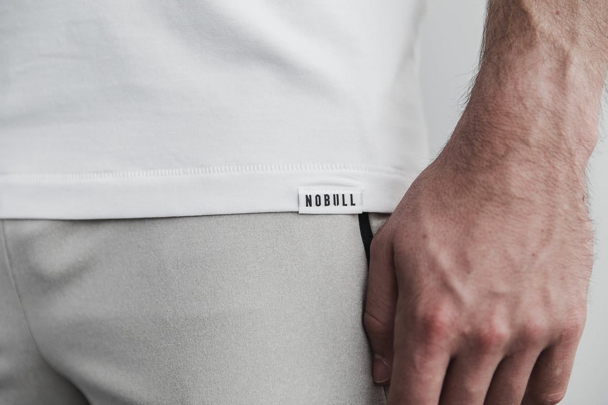 Nobull Lightweight Men's T Shirts White | Australia (VC1749)